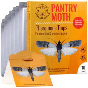 pantry moth trap 10-pack - pantry moth glue traps for house pantry, pantry mothtraps for food and cupboard moths, pantry moth traps with pheromones indian meal moth pest traps for kitchen