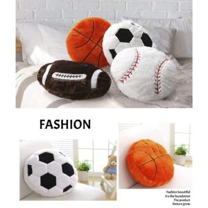 Cozy Plush Soccer Throw Pillow Soft Stuffed Sports Ball Shape Pillow Thick Round Back Cushion Sofa Room Car Decoration, 17.7 Inches