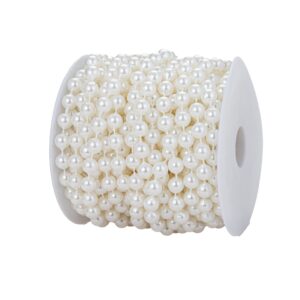 youngjewl 8mm crafts faux pearl beads garland pearl bead roll strand of pearls to decorate floral centerpieces wedding party favor christmas tree(33 feet ivory)