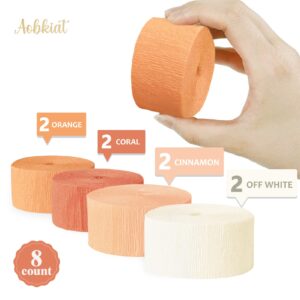 AOBKIAT Wedding Decorations,8 Rolls Gradient Orange Crepe Paper Streamers for Wedding,Bachelorette Party,Birthday, Bridal Baby Shower,Anniversary Party Backdrop