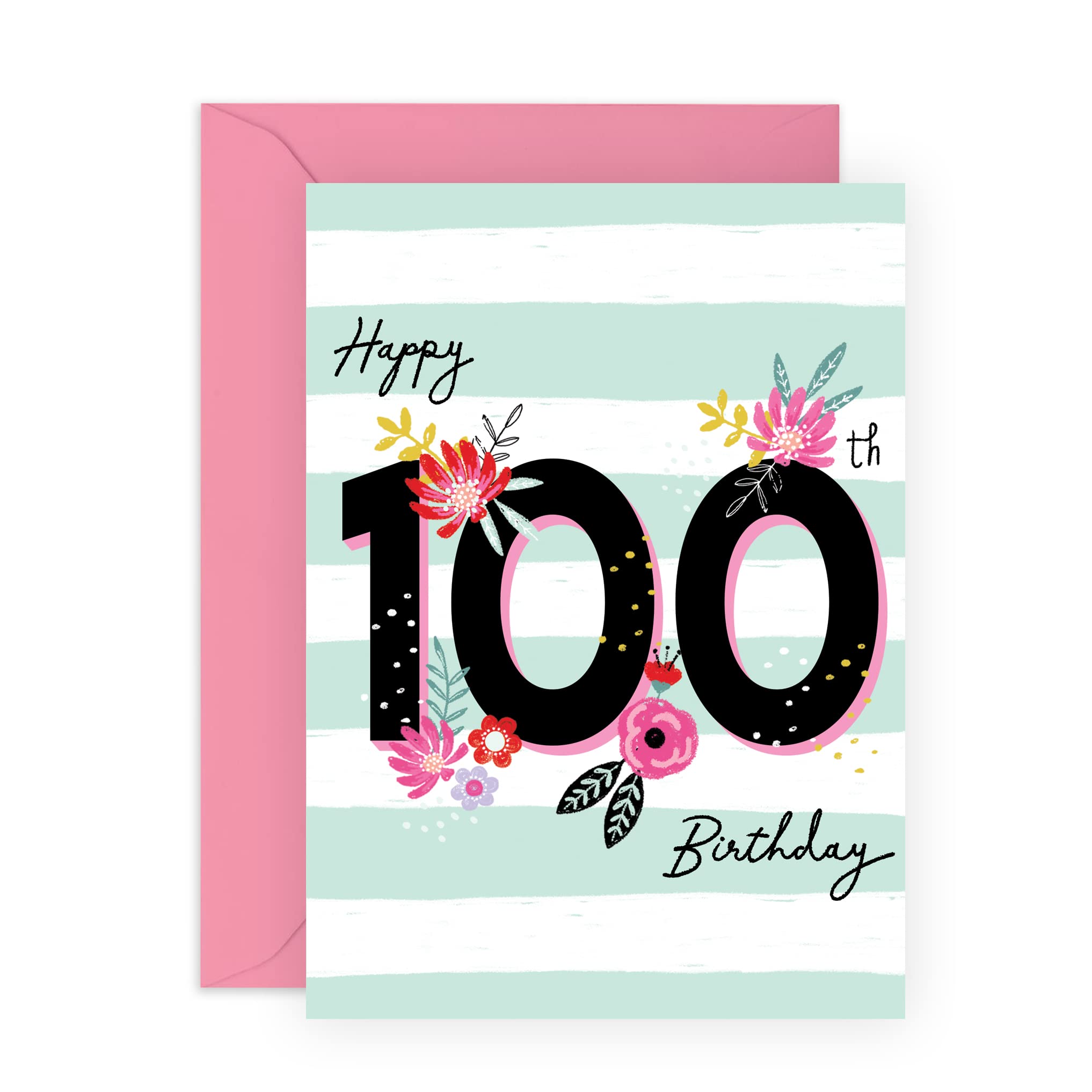 CENTRAL 23 100th Birthday Card for Women - Centennial Birthday Cards for Mom - Age One Hundred - Grandma Birthday Card 100 Year Old - Comes With Fun Stickers - Made In UK