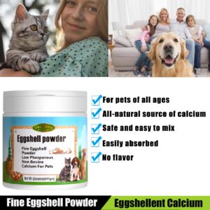 Eggshell Powder 6.6 oz - Eggshellent Calcium for Dogs and Cats, Fine Eggshell Powder Calcium Supplement for Dogs and Cats, Promotes Healthy Bones, Teeth, Joint, and Muscle Contraction in Pets