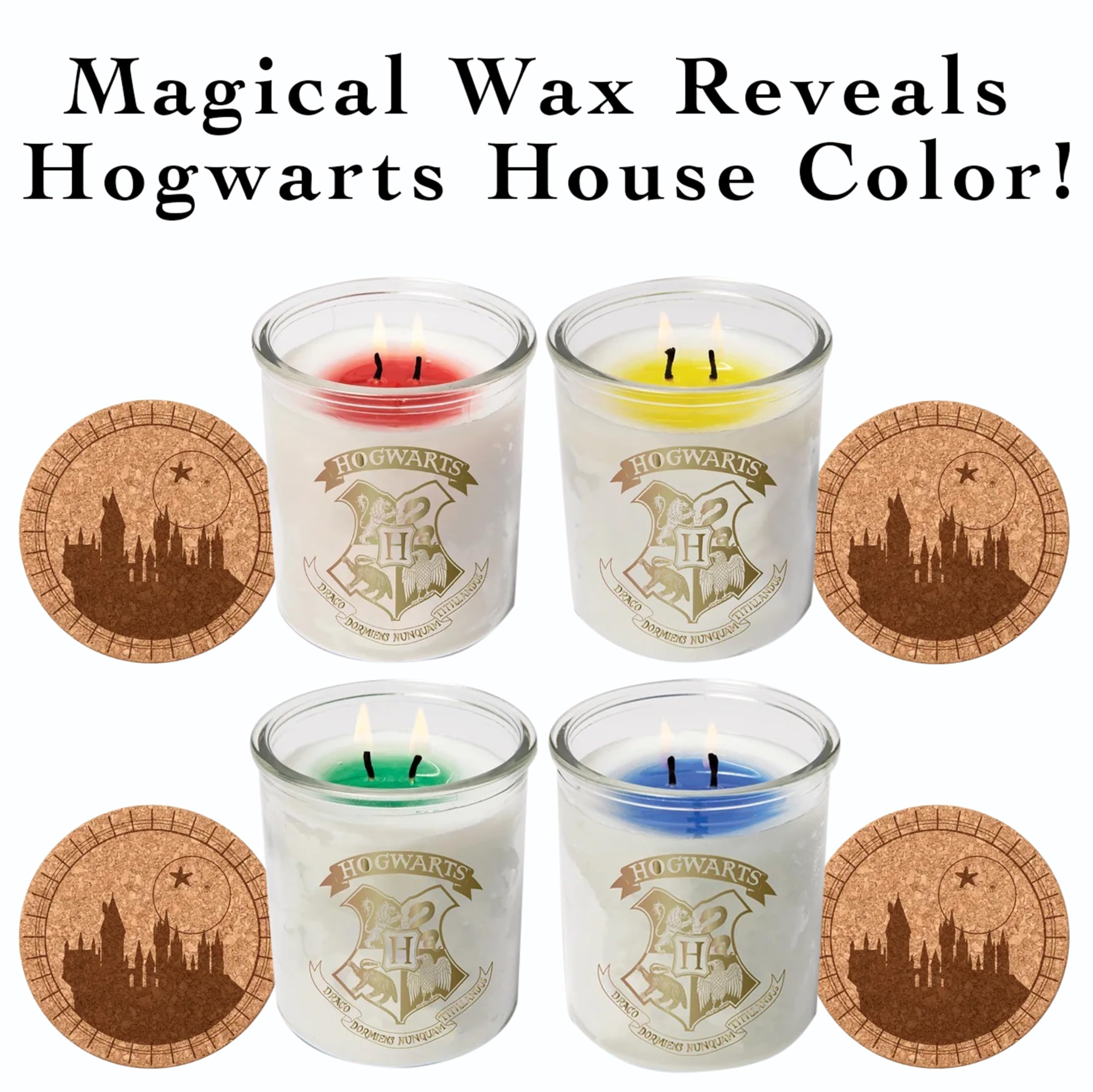 Harry Potter Color Changing Hogwarts House Candle, Large 10 oz - Mystery Color Wax Turns from White to A Color When Lit to Reveal a Hogwarts House - Soy Wax, Unscented - Great Gift for Teens & Adults