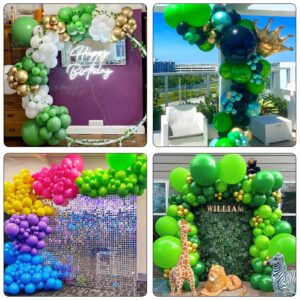 RUBFAC Green Balloons Latex Party Balloons, 100pcs 12 Inch Green Helium Balloons for Party Decoration Like Birthday Party, Baby Shower, Gender Reveal, Anniversary, Jungle Party (with Green Ribbon)