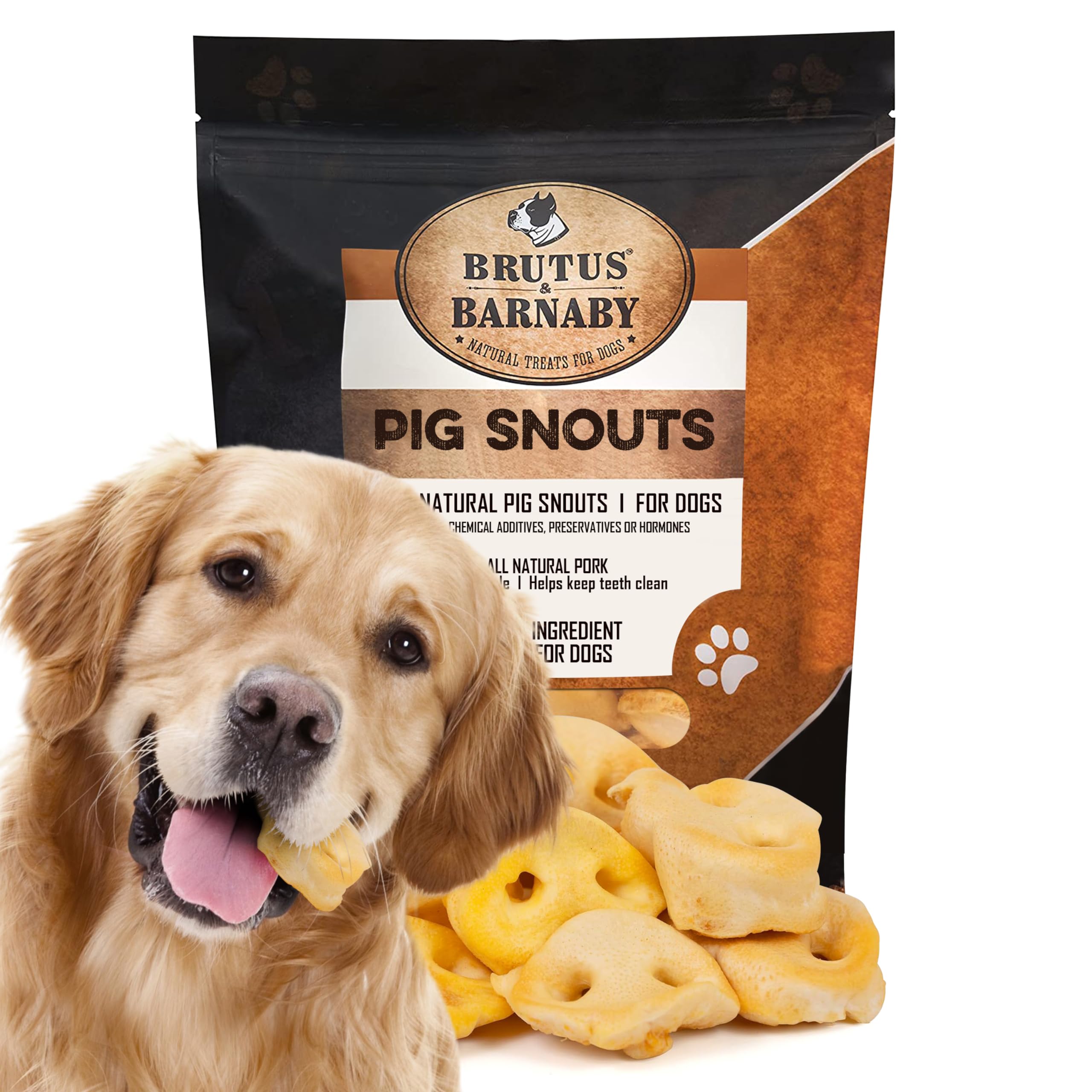 BRUTUS & BARNABY Pig Snout Dog Treat - 100% Natural - Our Healthy Pig Snouts for Dogs are Easy to Digest, Chemical & Hormone Free, Thick & Hearty Chew, Great for Small Or Large Dogs