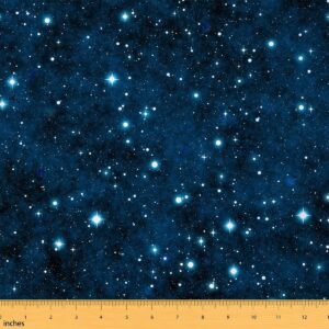 galaxy upholstery fabric by the yard, outer space starry sky indoor outdoor fabric by the yard, universe sparkle stars decorative fabric for upholstery and home diy sewing projects, 1 yard, blue