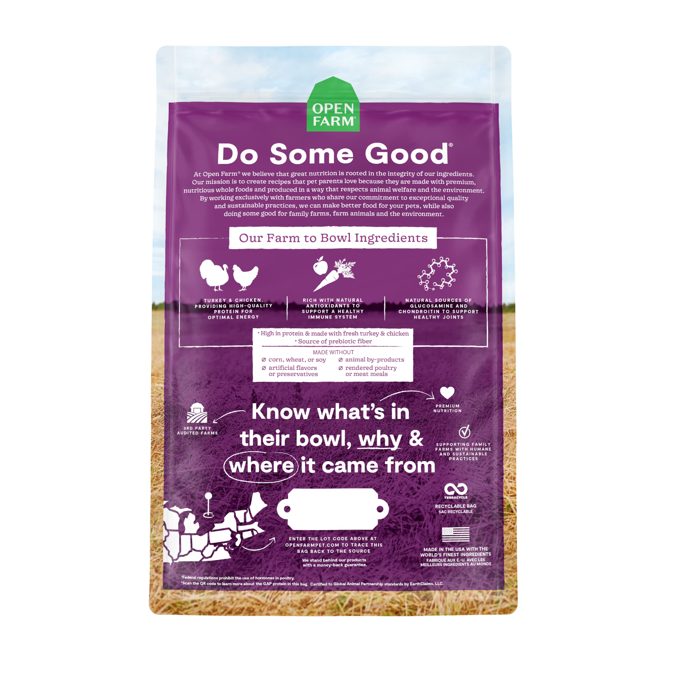 Open Farm Grain-Free Dry Dog Food with Ethically Sourced Ingredients, Non-GMO Veggies & Superfoods to Support Joints & Mobility, Senior Dog Recipe, 4lb Bag (64oz Bag)