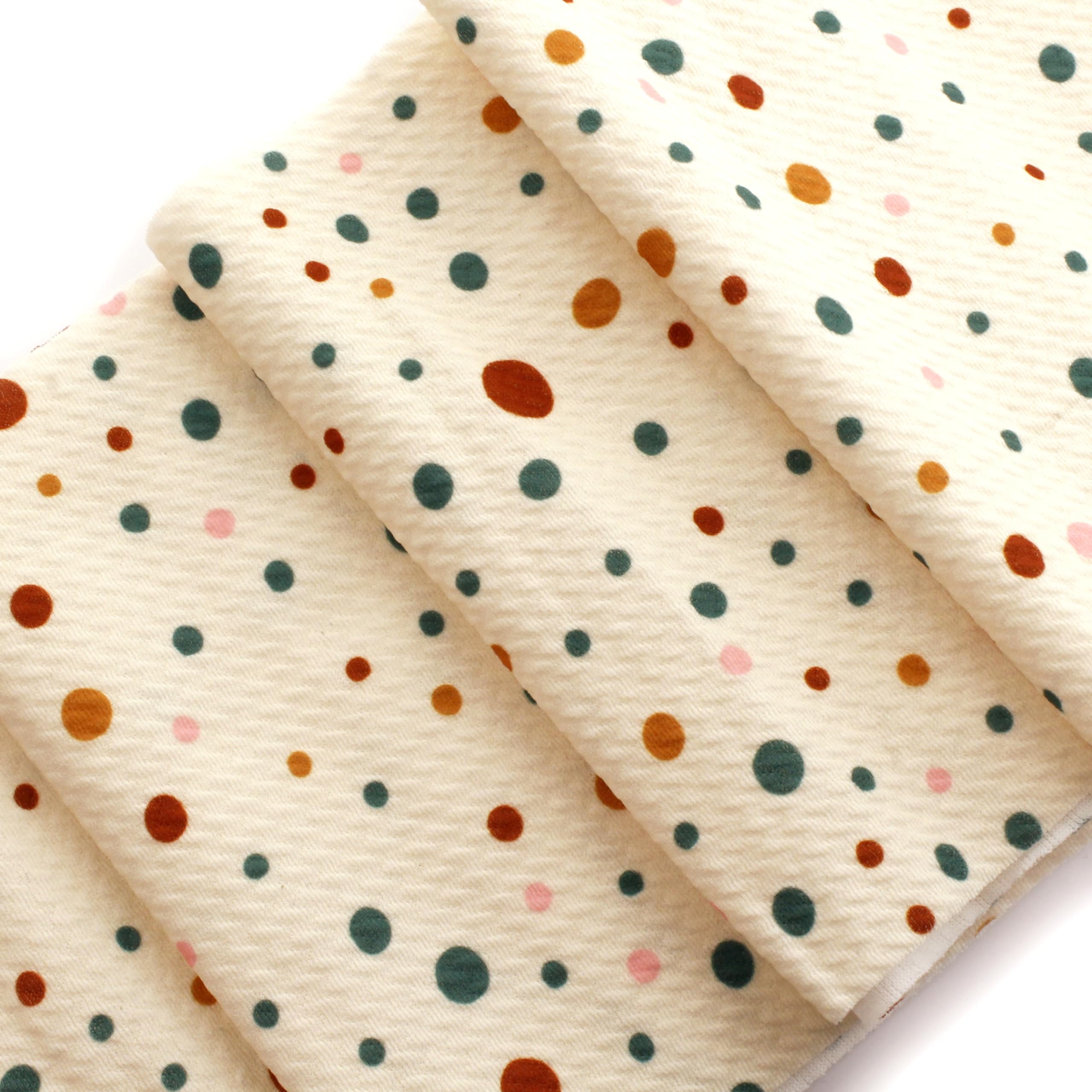 Rustic Sienna Multi-Colored Dots Liverpool Bullet Fabric Textured Knit 4 Way Stretch - 6" Strip