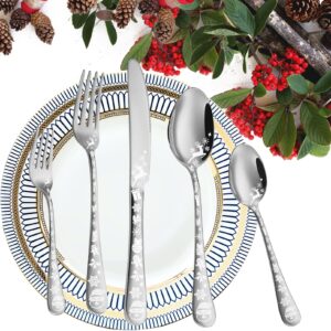 Vilihkc Christmas Style Silverware Set,20 Piece Stainless Steel Flatware Set, Kitchen Utensil Set Service for 4,Tableware Cutlery Set for Home and Restaurant,Dishwasher Safe