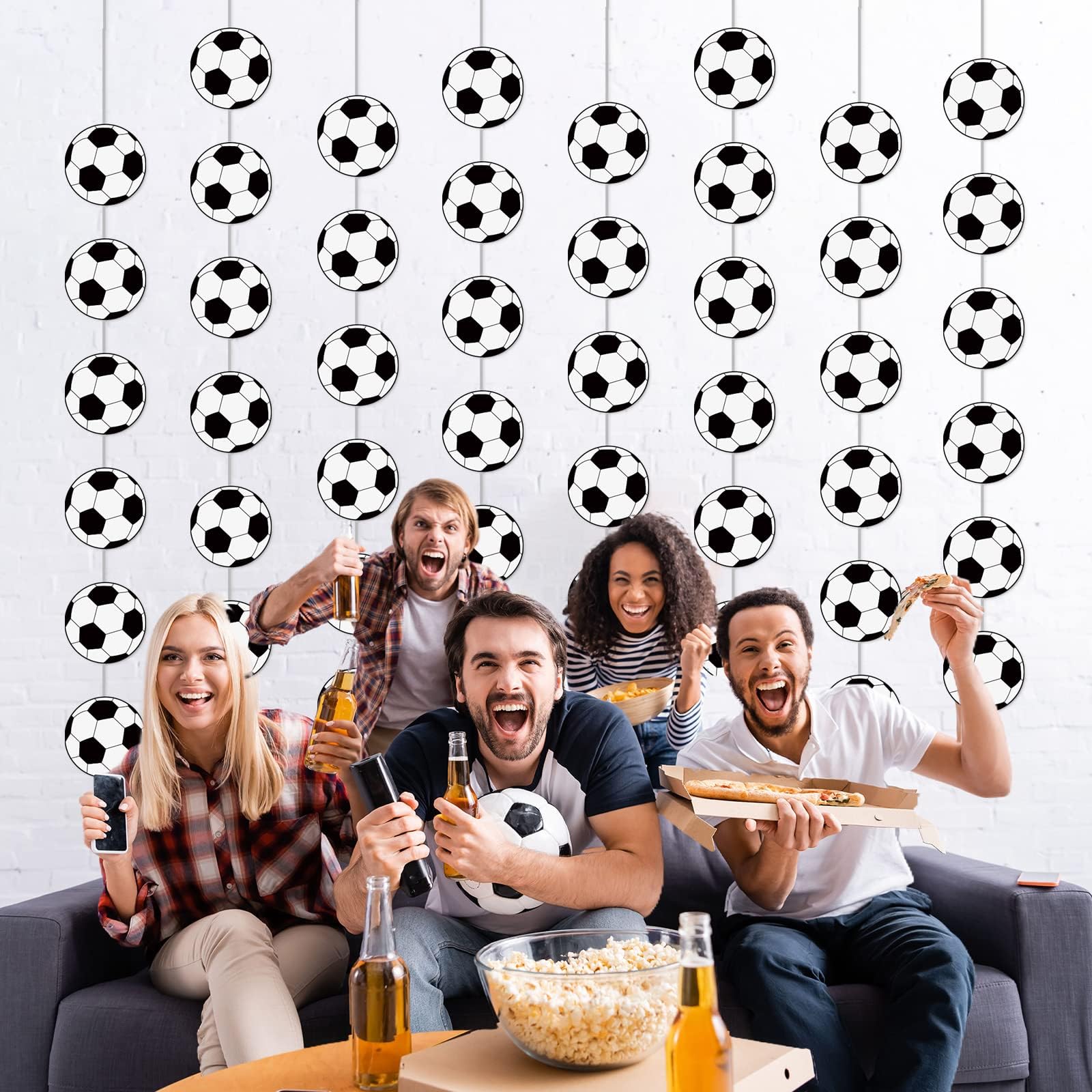 8 Packs Soccer Party Banners Soccer Garland Kit Soccer Hanging Swirl Soccer Party Supplies Decorations Soccer Ball Paper Cutouts for Birthday Party Home Classroom Favor Supplies Decor