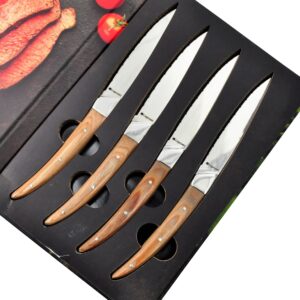 Legnoart Porterhouse 4-Piece Steak Knife Set with Light Wood Handle