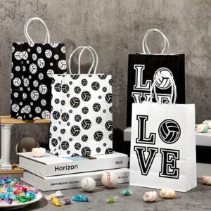 24 Packs Volleyball Gift Bags Volleyball Party Treat Bags Volleyball Party Favors Decorations Volleyball Gift Print Bags Volleyball Candy Goodie Bags for Sport Birthday Party Decor Black and White