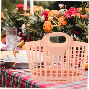 Angoily 2pcs Plastic Toiletries Basket Portable Shower Basket Shopping Tote Bags Outdoor Picnic Storage Basket with Handles for Home Kitchen Bathroom Pink Blue