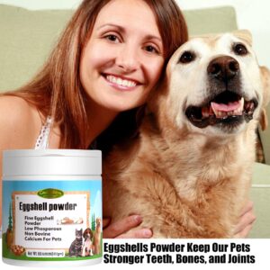 Eggshell Powder 6.6 oz - Eggshellent Calcium for Dogs and Cats, Fine Eggshell Powder Calcium Supplement for Dogs and Cats, Promotes Healthy Bones, Teeth, Joint, and Muscle Contraction in Pets