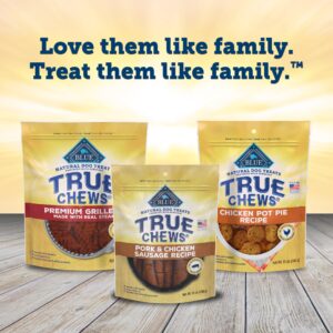 Blue Buffalo True Chews Dog Treats, Made in the USA with Natural Ingredients, Pork and Chicken Sausage Recipe, 14-oz Bag