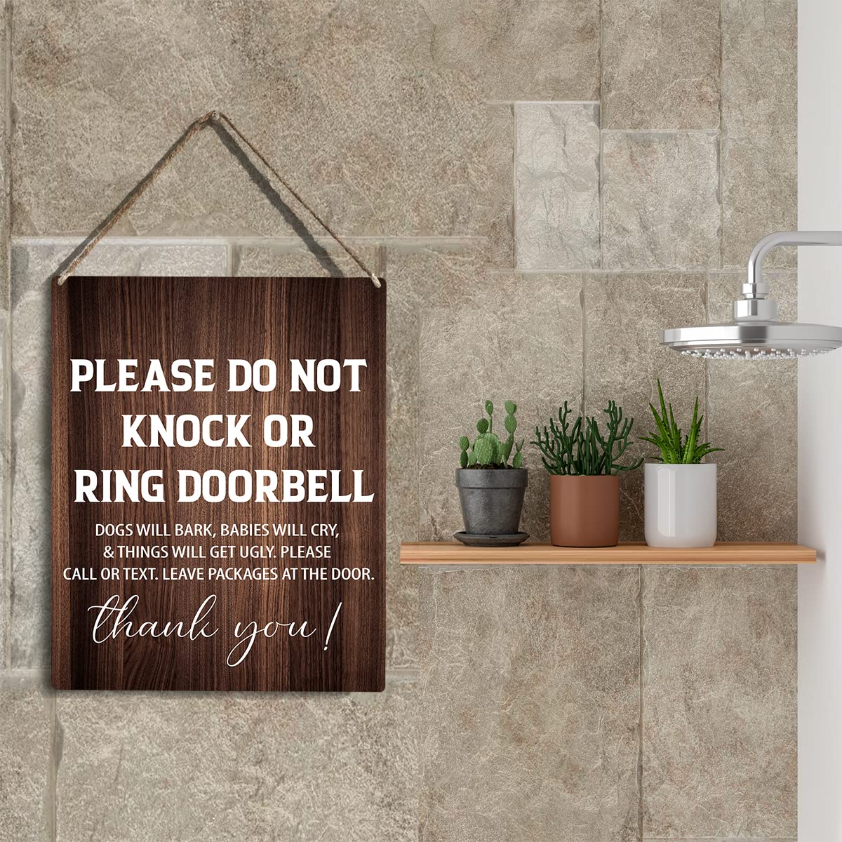 No Soliciting Sign for House Please Do Not Knock Or Ring Doorbell Ring Doorbell Wooden Hanging Sign No Soliciting Signs for Home No Soliciting Yard Sign for Door 10x8 Inches