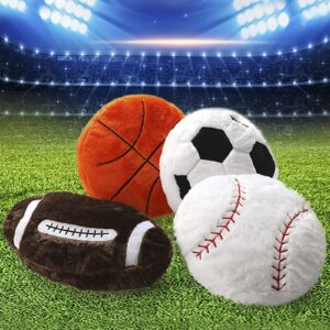 Cozy Plush Soccer Throw Pillow Soft Stuffed Sports Ball Shape Pillow Thick Round Back Cushion Sofa Room Car Decoration, 17.7 Inches