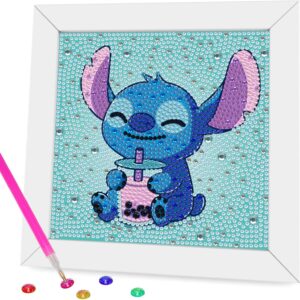 miairivy diamond painting kits for kids, diy 5d cute cartoon diamond art with frame, extremely creative gem painting crafts, gifts, birthday gifts and room decor for girls and boys ages 4-12 (sth-1)