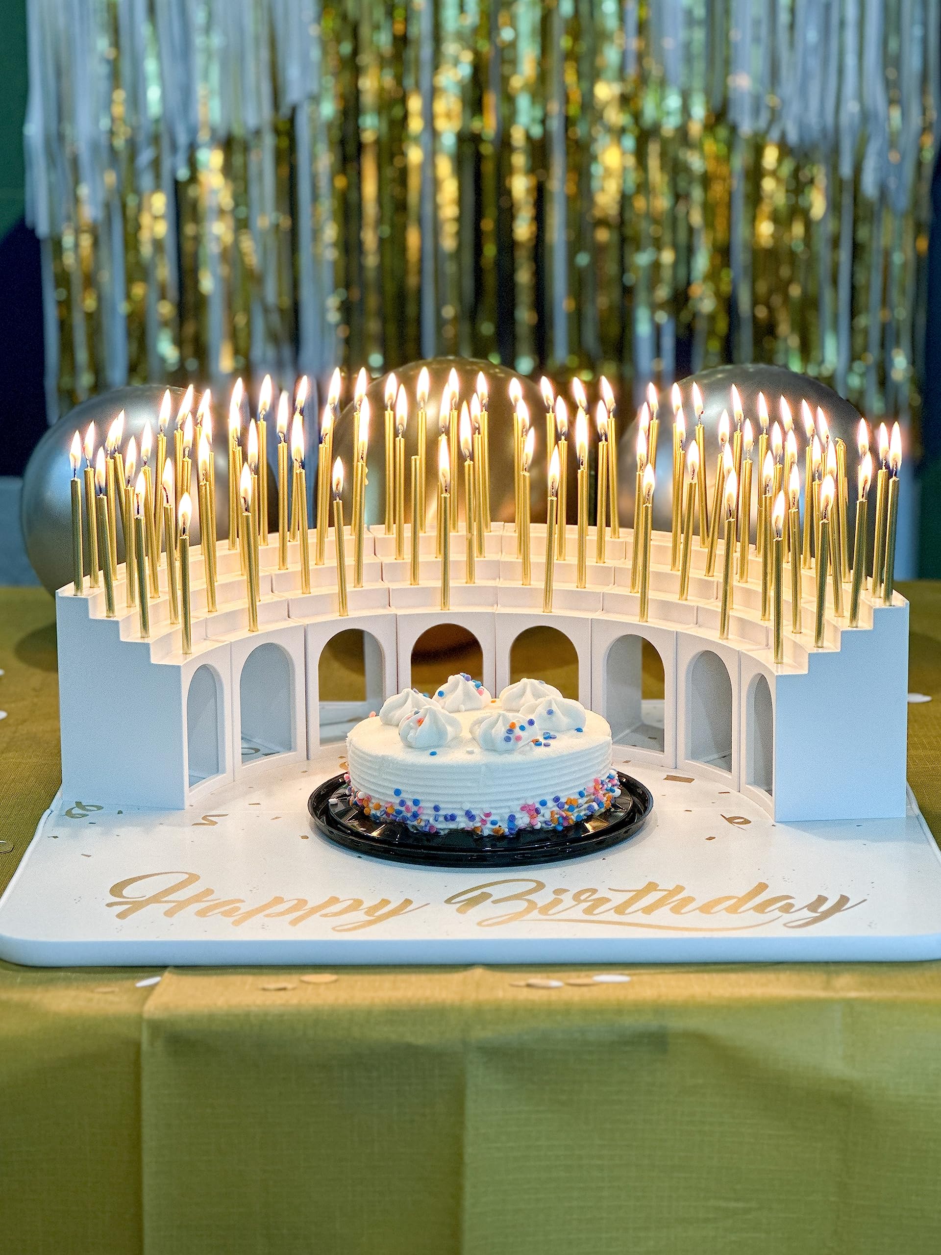 100 Tall Gold Birthday Candles Perfect for Milestone Birthday Cakes and Decoarations, 3.25 inches -100 Pack