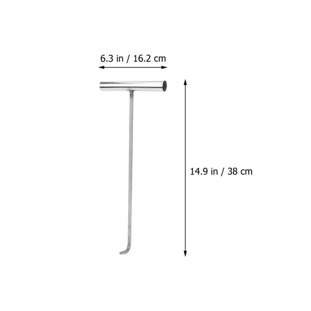 GANAZONO T Post Driver Manhole Cover Hook Stainless Steel T Style Handle Hook Hooks Drain Grate Lifter Storm Drain Cover Hook for Garden Street Home Shutter Doors Water Meter Key