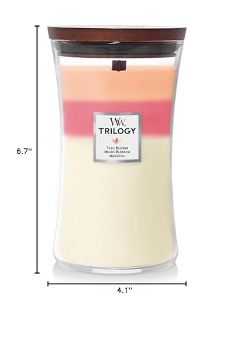 WoodWick Large Hourglass Candle, Blooming Orchard - Premium Soy Blend Wax, Pluswick Innovation Wood Wick, Made in USA