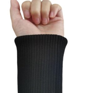 Finished Knitted Ribbed Cuffs,Replacement Jacket Stripes Rib Knit Trims Cuffs 1Pair for Sewing DIY (Black)