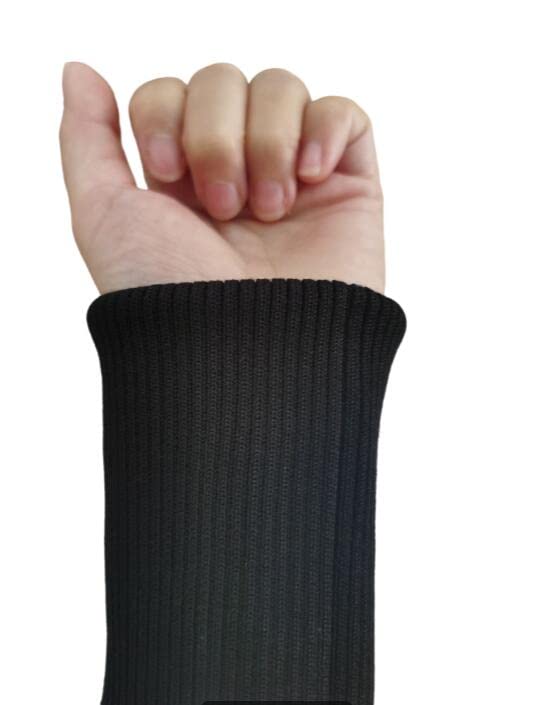 Finished Knitted Ribbed Cuffs,Replacement Jacket Stripes Rib Knit Trims Cuffs 1Pair for Sewing DIY (Black)