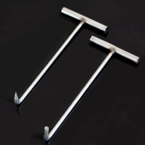 GANAZONO T Post Driver Manhole Cover Hook Stainless Steel T Style Handle Hook Hooks Drain Grate Lifter Storm Drain Cover Hook for Garden Street Home Shutter Doors Water Meter Key