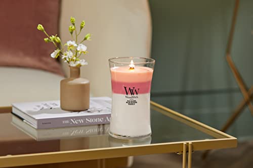 WoodWick Large Hourglass Candle, Blooming Orchard - Premium Soy Blend Wax, Pluswick Innovation Wood Wick, Made in USA