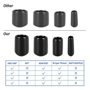 cobee Rubber End Caps, 40pcs Vinyl Round End Caps for Screw Vinyl Tube Flexible Pipe Post Bolt Cap Cover Screw Thread Protectors Cover Assortment Kit 3mm/6mm/9mm/12mm, Black