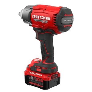 CRAFTSMAN V20 RP Impact Wrench, Cordless, Brushless, High Torque, 1/2 Inch, 4Ah Battery and Charger Included (CMCF940M1)