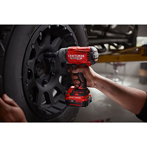 CRAFTSMAN V20 RP Impact Wrench, Cordless, Brushless, High Torque, 1/2 Inch, 4Ah Battery and Charger Included (CMCF940M1)