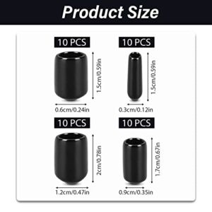 cobee Rubber End Caps, 40pcs Vinyl Round End Caps for Screw Vinyl Tube Flexible Pipe Post Bolt Cap Cover Screw Thread Protectors Cover Assortment Kit 3mm/6mm/9mm/12mm, Black