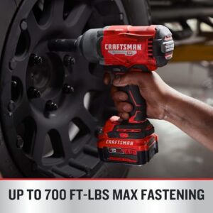 CRAFTSMAN V20 RP Impact Wrench, Cordless, Brushless, High Torque, 1/2 Inch, 4Ah Battery and Charger Included (CMCF940M1)