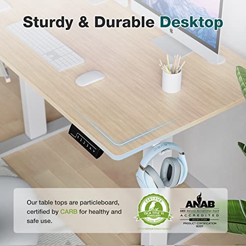 Sweetcrispy Electric Standing Desk, 40 x 24in Adjustable Height Electric Stand up Desk Standing Computer Desk Home Office Desk Ergonomic Workstation with 3 Memory Controller, Bamboo Texture