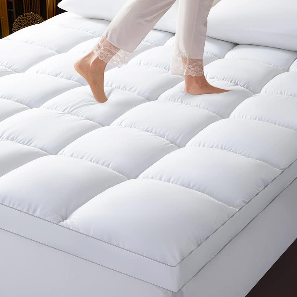 SONORO KATE Mattress Topper, Extra Thick Mattress Protector, Cooling Mattress Pad Cover for Back Pain, Plush & Support Bed Topper Overfilled Down Alternative Fit 8-21" Deep (White, Queen)