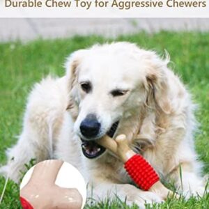 SCHITEC Dog Chew Toy for Aggressive Chewers, Tough Big Nylon & Rubber Teething Stick with Real Bacon Maple Wood Flavor for Large Medium Breed