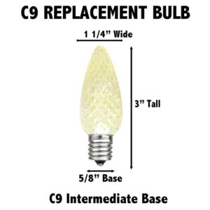 Novelty Lights 25PK C9 LED Faceted Ultra Bright Dimmable Outdoor Christmas Light Replacement Bulbs LED Replacement Bulbs, Led Bulbs, Outdoor Light Bulbs String Light Bulbs 3000K (Warm White)