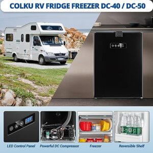 CIGREEN 12 Volt Refrigerator RV Refrigerator Built-in Fridge Compressor Refrigerator Mini Fridge with Freezer for Apartment Office Boat Yacht RV Caravan (Black Alloy, 40L)