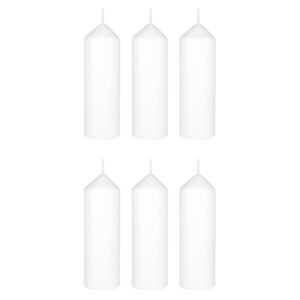 mega candles 6 pcs unscented white dome top round pillar candle, economical one time use event wax candles 2 inch x 6 inch, wedding receptions, birthdays, parties, celebrations, florists & churches