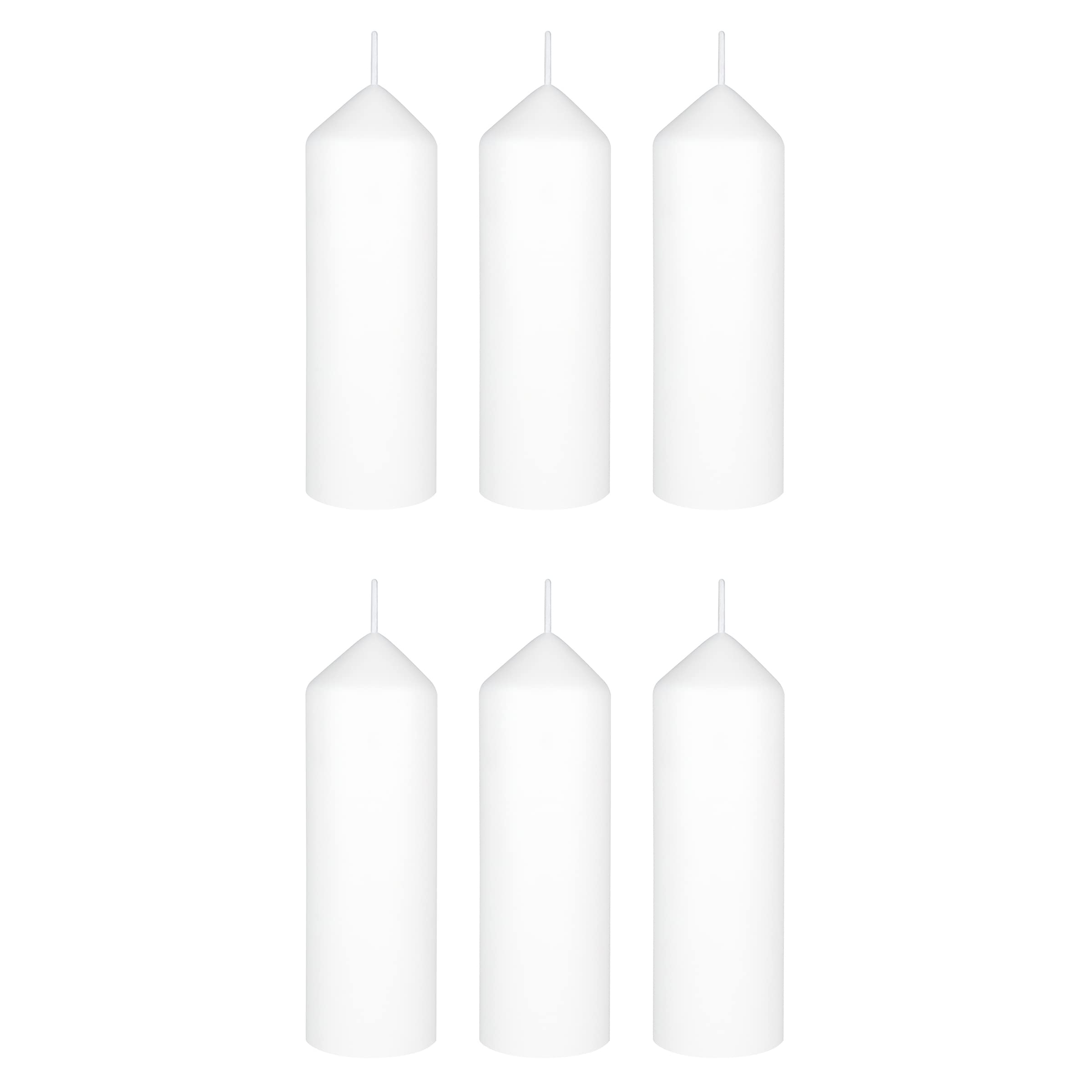 Mega Candles 6 pcs Unscented White Dome Top Round Pillar Candle, Economical One Time Use Event Wax Candles 2 Inch x 6 Inch, Wedding Receptions, Birthdays, Parties, Celebrations, Florists & Churches