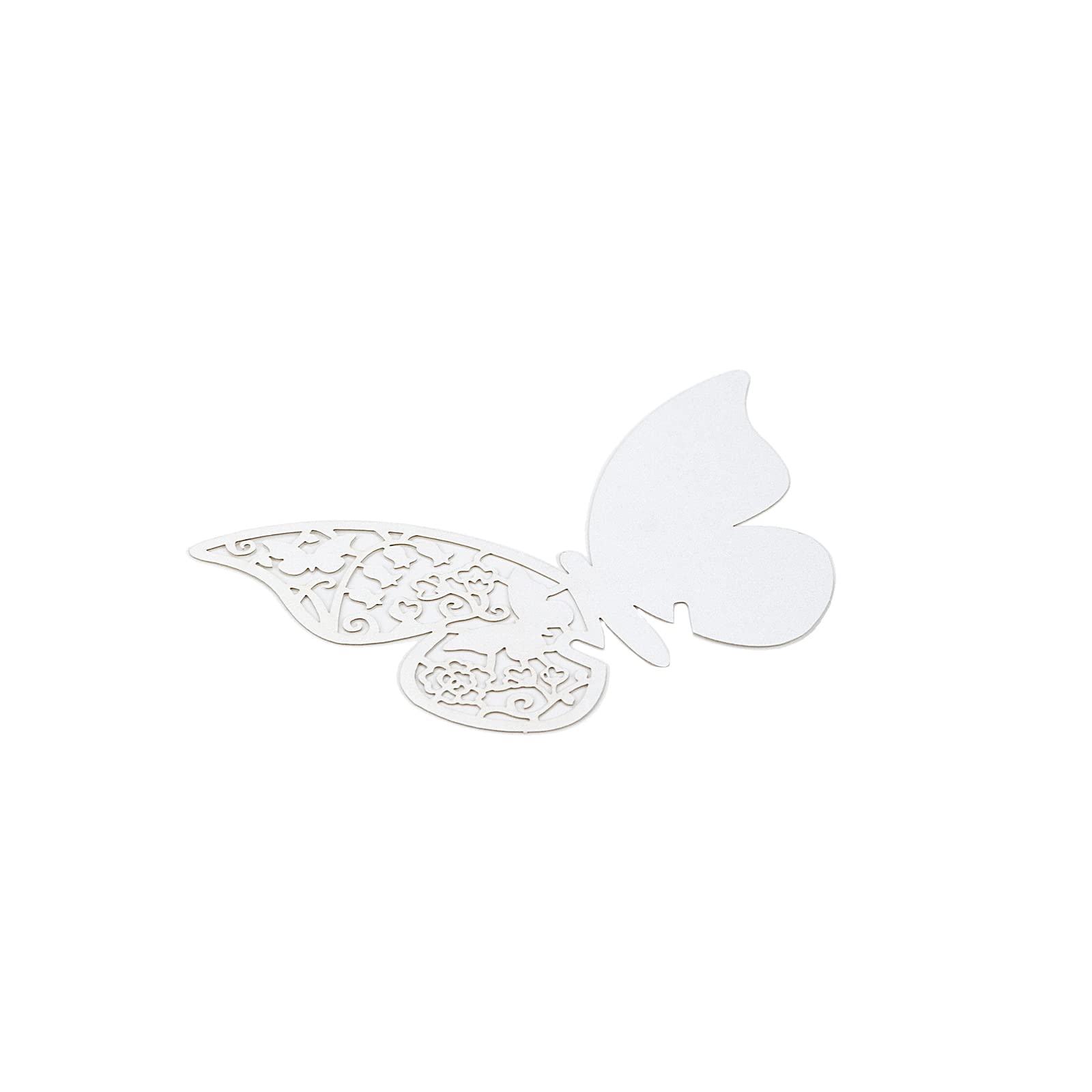 WDONAY 3D Butterfly Wine Glass Cup Cards Wedding Place Card Pearlized Paper Table Number Cards Decoration for Cakes Party Home Celebration 50 Pcs（White）