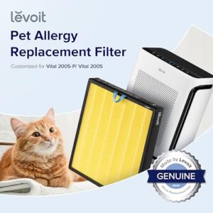 LEVOIT Vital 200S-P Pet Allergy Air Purifier Replacement, Supports HEPA Sleep Mode, 3-In-1 Filter, Efficiency Activated Carbon, Vital200S-RF-PA, 1 Pack, Yellow