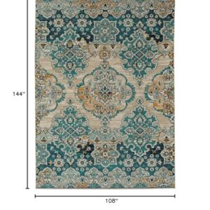 Kaleen Zuma Beach Collection 9' x 12' Modern Oriental Area Rug,Turquoise