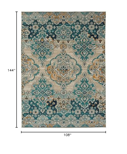 Kaleen Zuma Beach Collection 9' x 12' Modern Oriental Area Rug,Turquoise