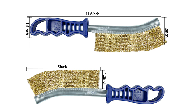SALI 5pcs Wire Brushes for Cleaning Rust Removal Nylon/Brass/Stainless Steel Bristles with Curved Handle Grip for Dirt & Paint Scrubbing Removing Unfinished Metal Parts, Paint Stains Household Clean