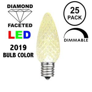 Novelty Lights 25PK C9 LED Faceted Ultra Bright Dimmable Outdoor Christmas Light Replacement Bulbs LED Replacement Bulbs, Led Bulbs, Outdoor Light Bulbs String Light Bulbs 3000K (Warm White)