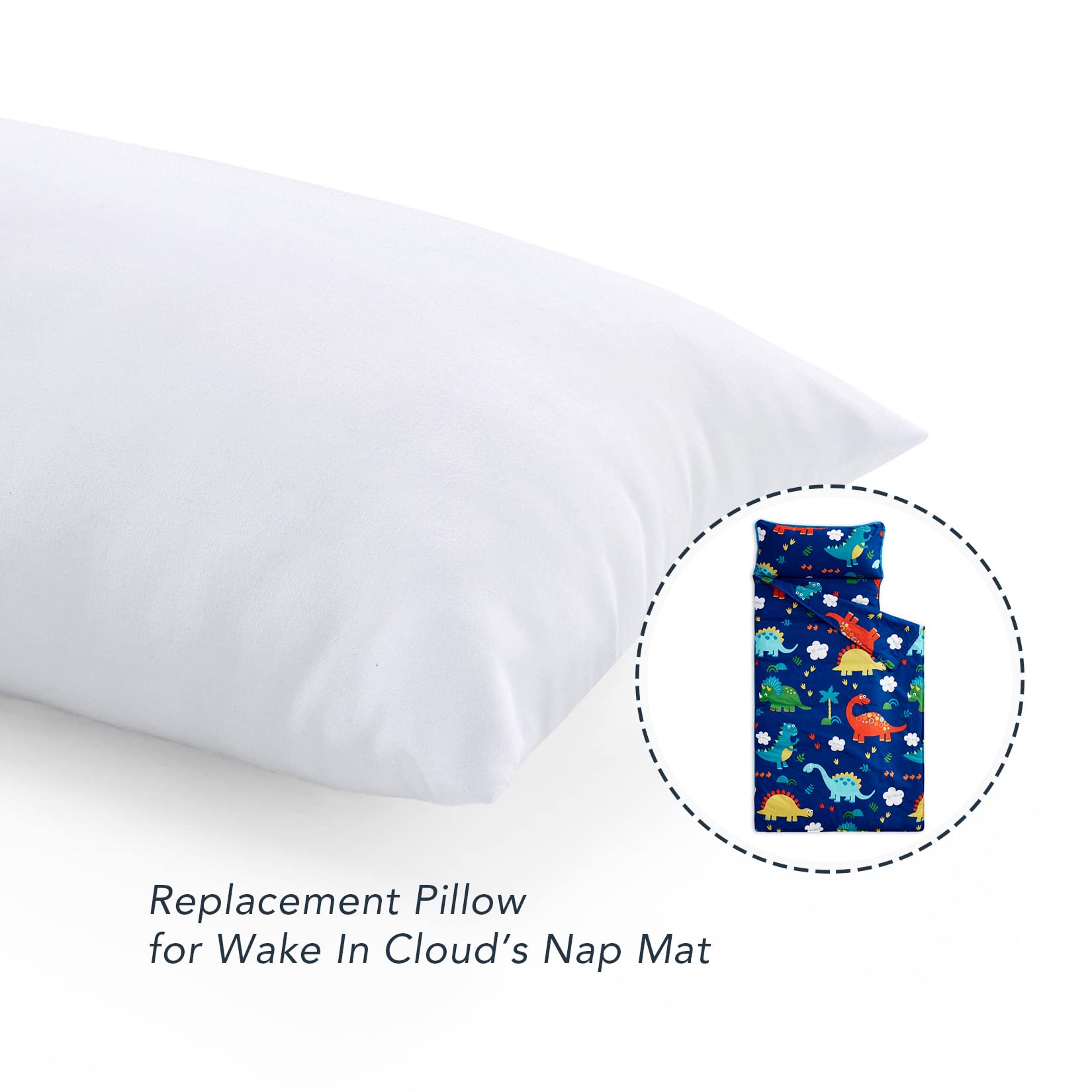 Wake In Cloud - Nap Mat Pillow Insert Replacement, for Kids Toddler Boys Girls Daycare Preschool Kindergarten, Soft Microfiber, 20x10 Inches