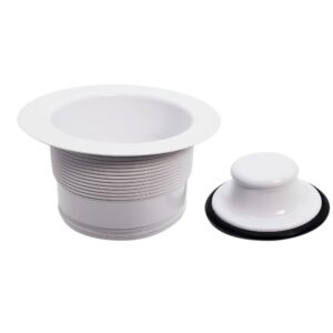 Westbrass CO2185-50 Combo Pack 3-1/2" Post Style Large Kitchen Sink Basket Strainer and Waste Disposal Drain Flange with Stopper, Powder Coat White