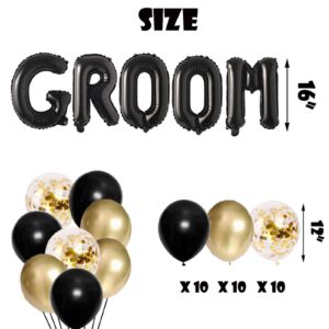 Groom To Be Balloons Gold and Black Bachelor Party Banner Men Bachelor/Team Groom/Bridegroom To Be Themed Decor for Bridegroom Shower Engagement Wedding Bachelorette Party Supplies Decorations